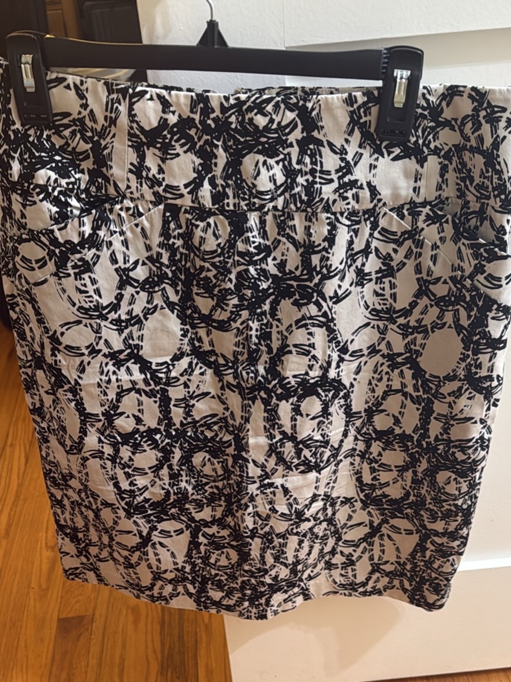 Calvin Klein Black and White Abstract Print Midi Skirt